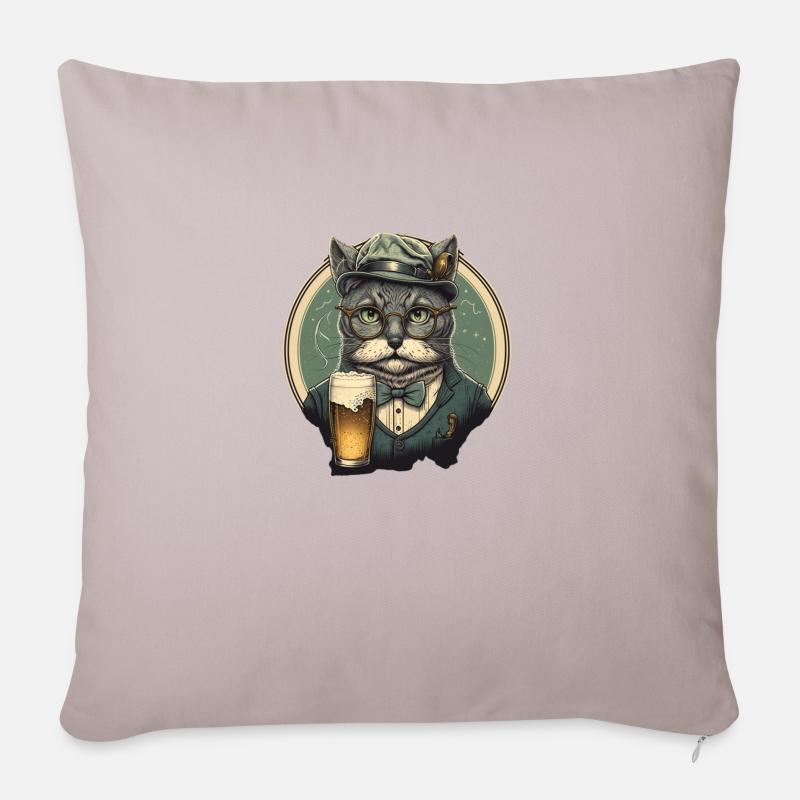 Smart Beer Cat - Sofa pillowcase 17,3'' x 17,3'' (45 x 45 cm) - light taupe