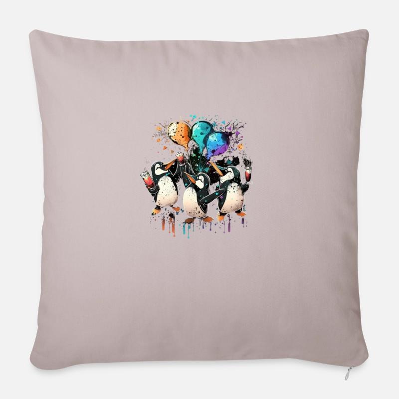 Lustige coole Pinguin Party - Sofakissenbezug 45 x 45 cm - helles Taupe