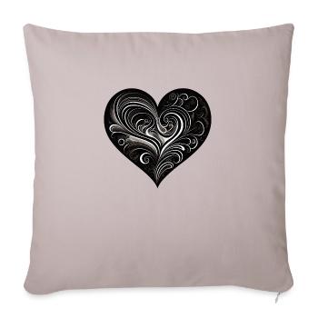 Coeur noir - Housse de coussin décorative 45 x 45 cm - taupe clair - Devant