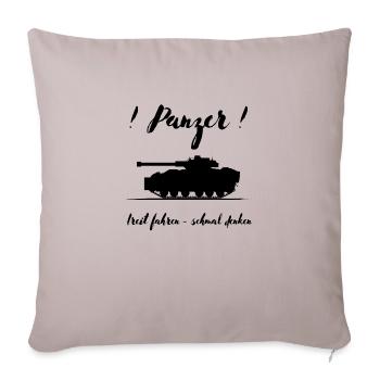 Panzer breit fahren schmal denken - Sofakissenbezug 45 x 45 cm - helles Taupe - Vorne