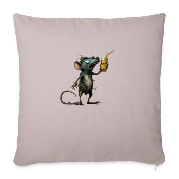 Drôle, souris folle avec de la bière - Housse de coussin décorative 45 x 45 cm - taupe clair - Devant
