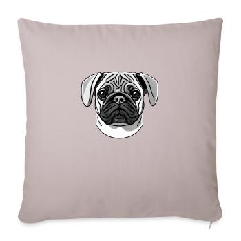 Mops Porträt Design Grafik Druck Motiv - Sofakissenbezug 45 x 45 cm - helles Taupe - Vorne