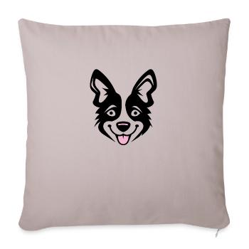 Happy Shiba Inu Chien Langue tendue - Housse de coussin décorative 45 x 45 cm - taupe clair - Devant