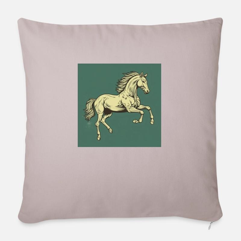 Retro Pferd - Sofakissenbezug 45 x 45 cm - helles Taupe