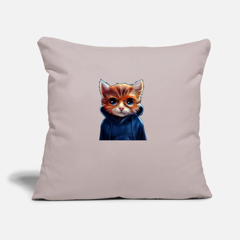 Chat mignon avec pull Housse de coussin décorative 45 x 45 cm