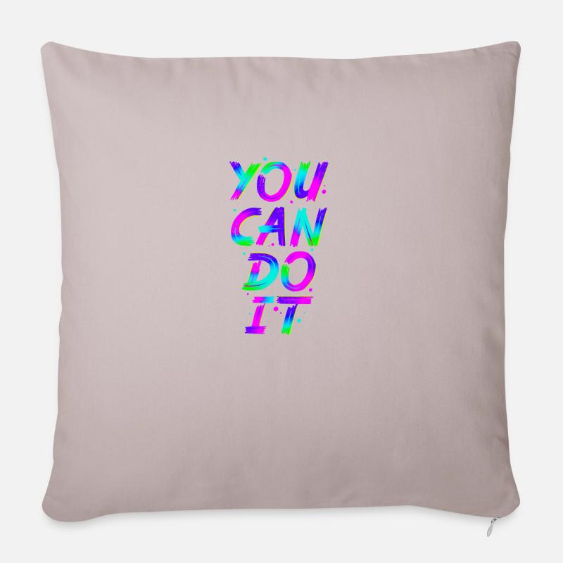Neon - Lettering - You Can Do It - neg - Sofakissenbezug 45 x 45 cm - helles Taupe
