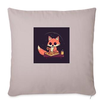 Süßer Fuchs schaut Fernsehen und isst Pizza - Sofakissenbezug 45 x 45 cm - helles Taupe - Vorne