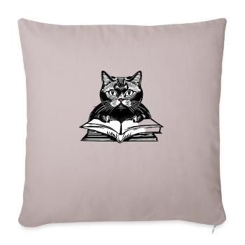 Cat Books Kitten Cat Book Reading Domestic Cat - Sofa pillowcase 17,3'' x 17,3'' (45 x 45 cm) - light taupe - Front