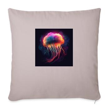 Méduses néon nage dans la mer - Housse de coussin décorative 45 x 45 cm - taupe clair - Devant