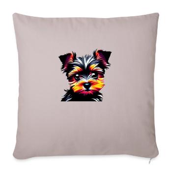 propriétaire de chiot chien Yorkshire Terrier - Housse de coussin décorative 45 x 45 cm - taupe clair - Devant