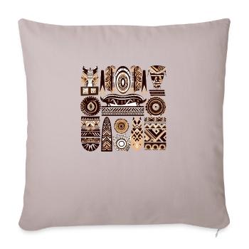Folklore africain - Housse de coussin décorative 45 x 45 cm - taupe clair - Devant