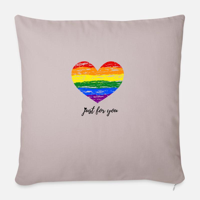 Pride Herz Regenbogenfarben LGBT Just for You - Sofakissenbezug 45 x 45 cm - helles Taupe