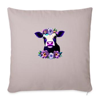 Fleurs de vache couronne de saule - Housse de coussin décorative 45 x 45 cm - taupe clair - Devant