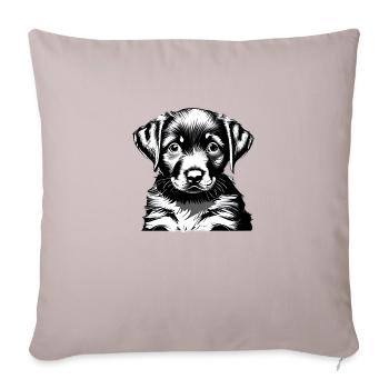 Labrador propriétaire chiot Labrador Retriever - Housse de coussin décorative 45 x 45 cm - taupe clair - Devant