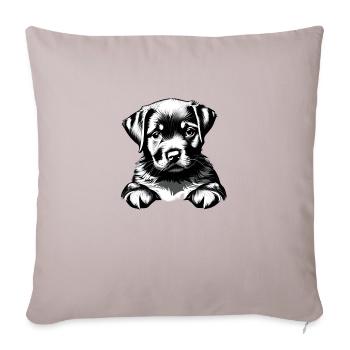 Labrador, propriétaire du chiot Labrador Retriever - Housse de coussin décorative 45 x 45 cm - taupe clair - Devant
