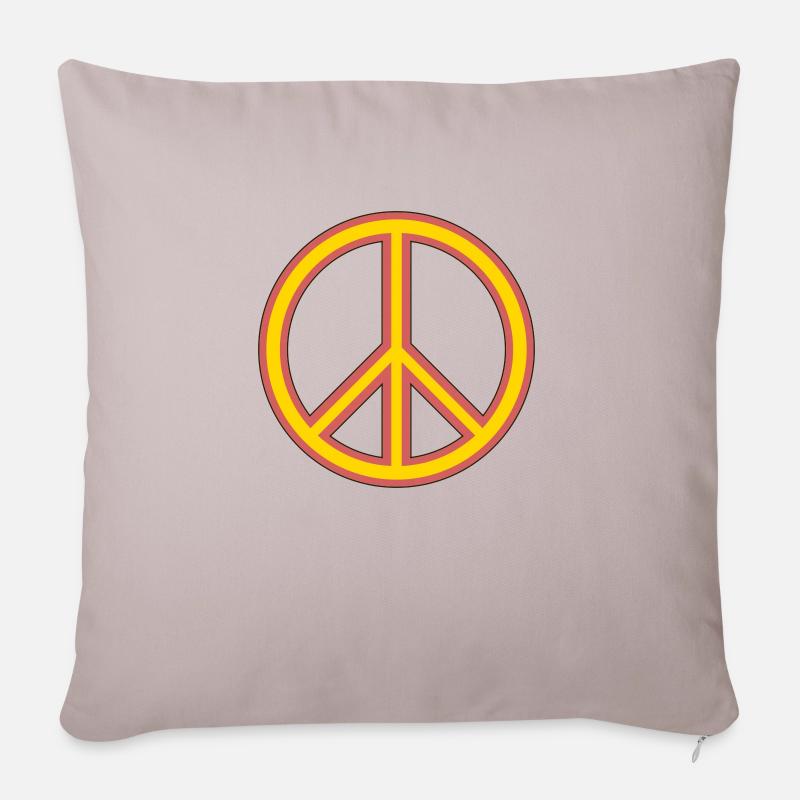 Peace- Zeichen - Sofakissenbezug 45 x 45 cm - helles Taupe