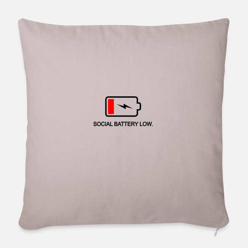 Social Battery Low - Sofakissenbezug 45 x 45 cm - helles Taupe