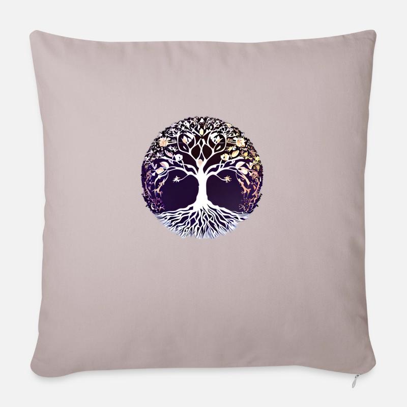 Baum des Lebens Lebensbaum Meditation Yoga - Sofakissenbezug 45 x 45 cm - helles Taupe