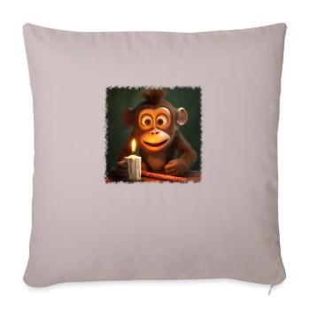 Petit singe - Housse de coussin décorative 45 x 45 cm - taupe clair - Devant