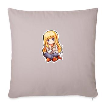 Mignonne fille d’anime - Housse de coussin décorative 45 x 45 cm - taupe clair - Devant