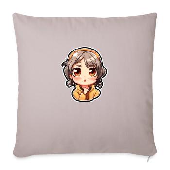 Mignonne Manga Fille - Housse de coussin décorative 45 x 45 cm - taupe clair - Devant