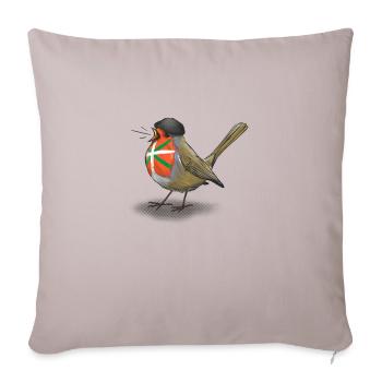 Baskisches Rotkehlchen - Sofakissenbezug 45 x 45 cm - helles Taupe - Vorne