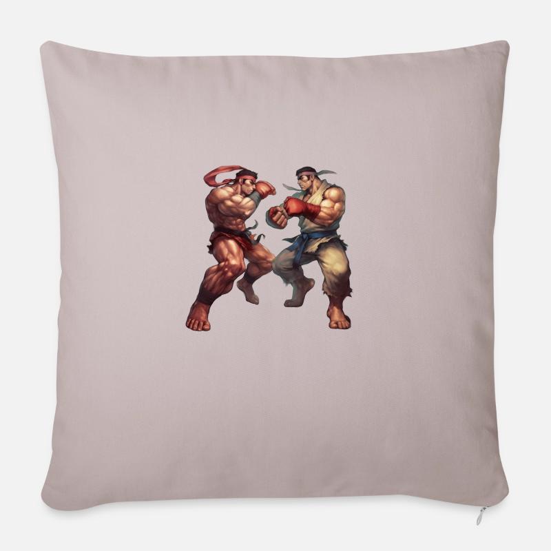 Dynamische Designs im Streetfighter-Stil für den Kampf - Sofakissenbezug 45 x 45 cm - helles Taupe