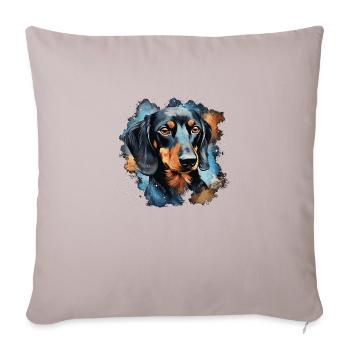 chien teckel - Housse de coussin décorative 45 x 45 cm - taupe clair - Devant