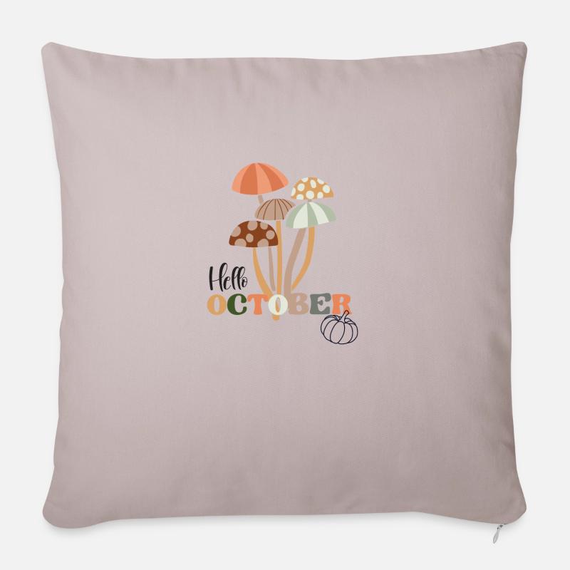 Hallo Oktober Herbst Herbst Retro Pilz Ästhetik - Sofakissenbezug 45 x 45 cm - helles Taupe