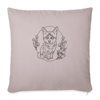 couronne de fleurs de chat - Housse de coussin décorative 45 x 45 cm - taupe clair - Devant