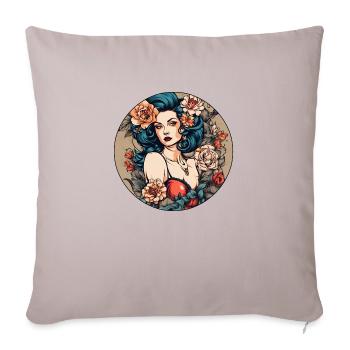 Pin-up Fille - Housse de coussin décorative 45 x 45 cm - taupe clair - Devant