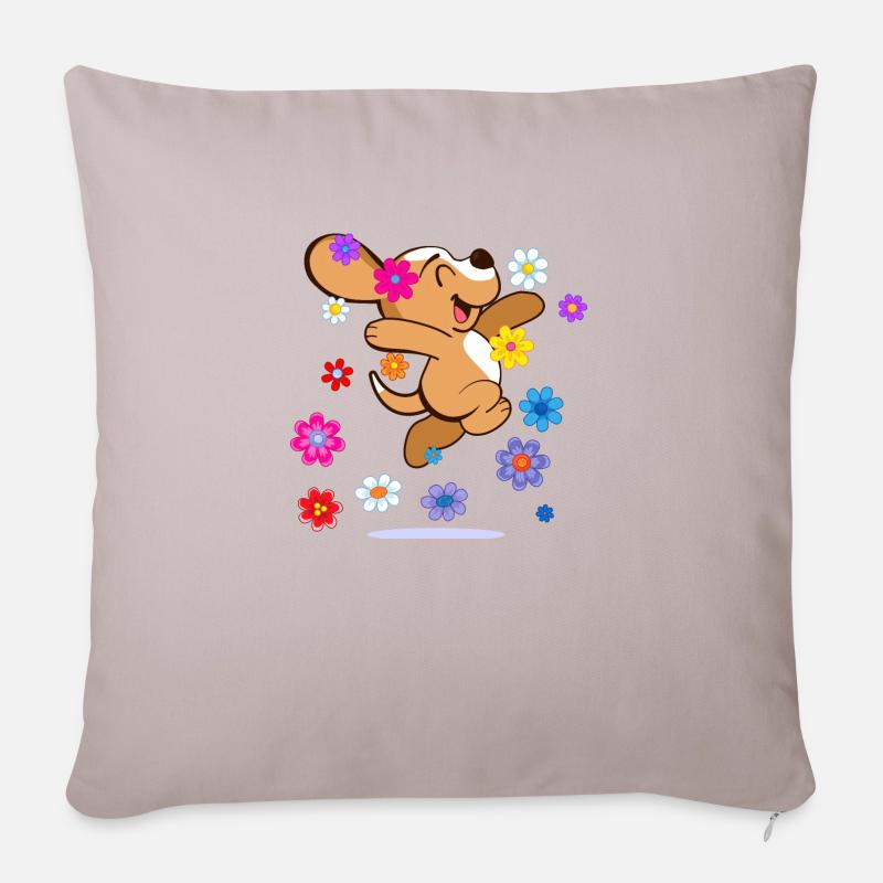 Happy Hippie Beagle - Sofakissenbezug 45 x 45 cm - helles Taupe