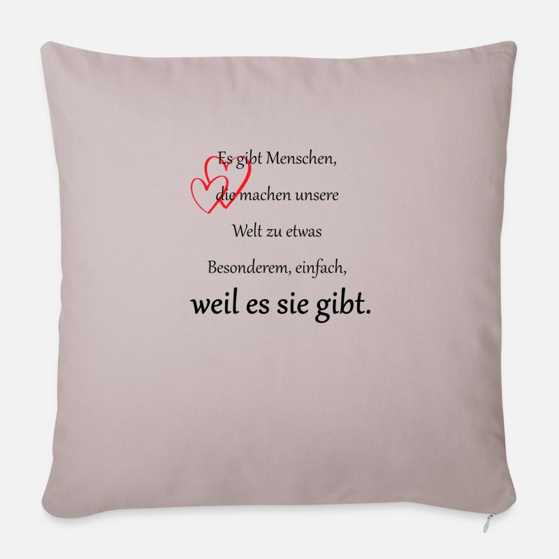 Spruch mit herz - Sofakissenbezug 45 x 45 cm - helles Taupe