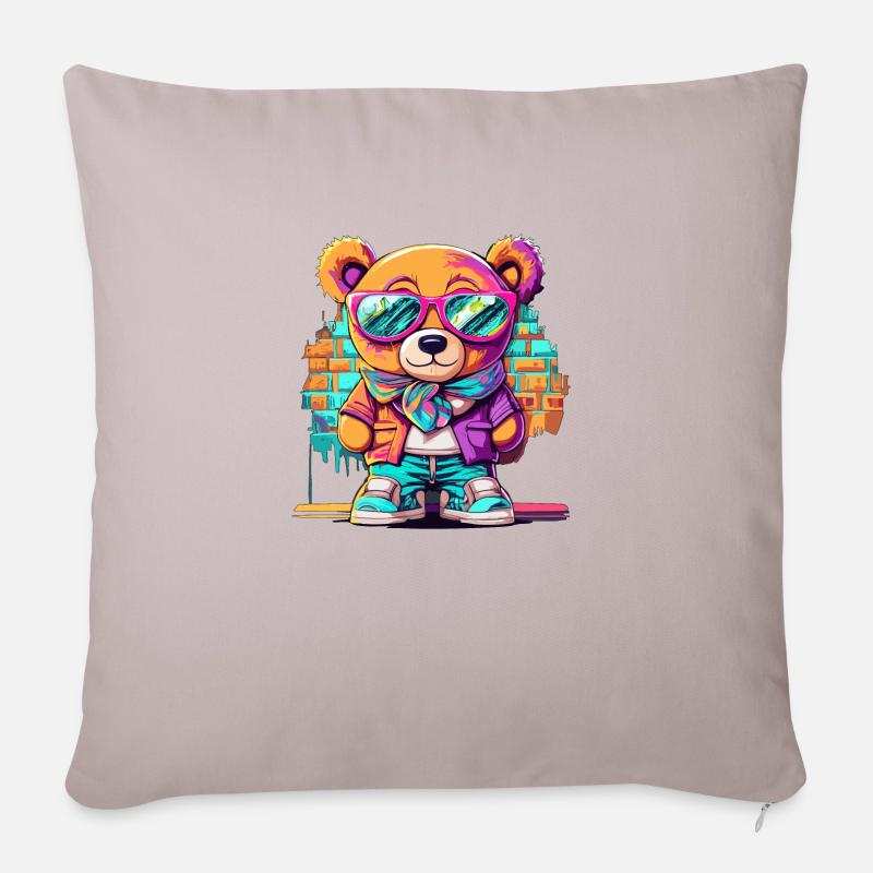 Grafitti teddy bear - Sofakissenbezug 45 x 45 cm - helles Taupe