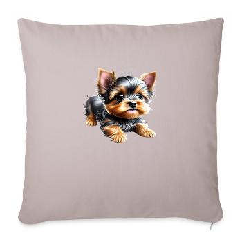 Dog Owner Yorkshire Terrier Puppy Dog - Sofa pillowcase 17,3'' x 17,3'' (45 x 45 cm) - light taupe - Front