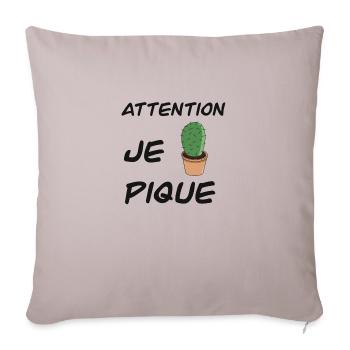 Attention je pique - Housse de coussin décorative 45 x 45 cm - taupe clair - Devant