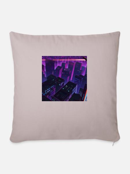 Stadt Cyberpunk Stil - Sofakissenbezug 45 x 45 cm - helles Taupe