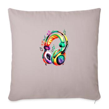 Casques, Chanteurs, Voix, Musiciens, Gamers, Écouter de la musique - Housse de coussin décorative 45 x 45 cm - taupe clair - Devant