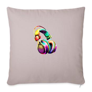 Headphones, Musicians, Gamers, Singers, Vocals, Listening to Music - Sofa pillowcase 17,3'' x 17,3'' (45 x 45 cm) - light taupe - Front