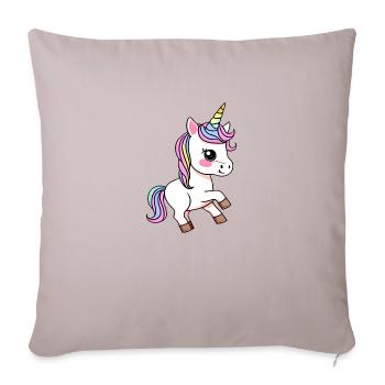 buntes Einhorn Fabeltier Mädchen süße Einhörner - Sofakissenbezug 45 x 45 cm - helles Taupe - Vorne