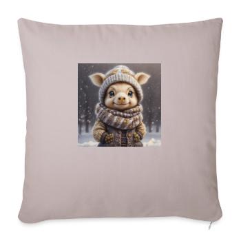 Cute winter animal with clothes on - Sofa pillowcase 17,3'' x 17,3'' (45 x 45 cm) - light taupe - Front