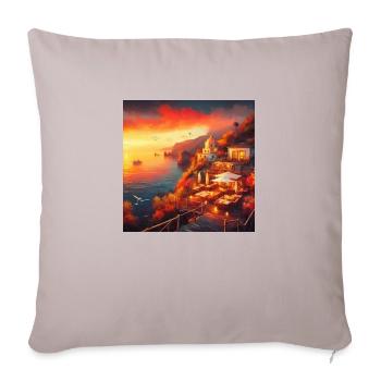 Un café au coucher du soleil au bout du monde - Housse de coussin décorative 45 x 45 cm - taupe clair - Devant