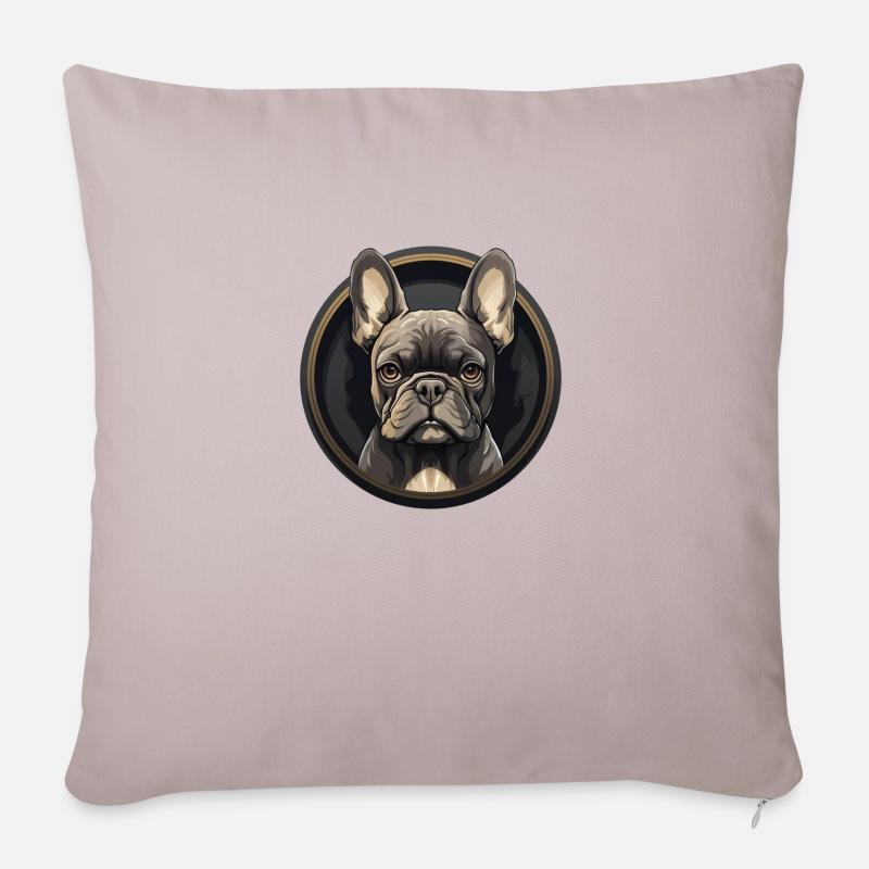 Französische Bulldogge - Sofakissenbezug 45 x 45 cm - helles Taupe