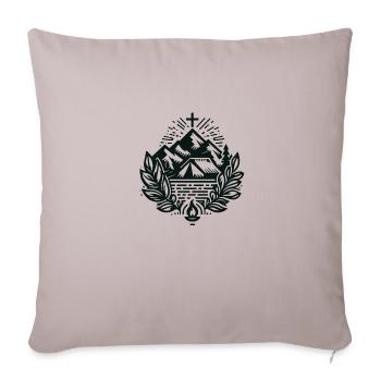 Bergkreuz mit Lorbeer und Feuer - Sofakissenbezug 45 x 45 cm - helles Taupe - Vorne