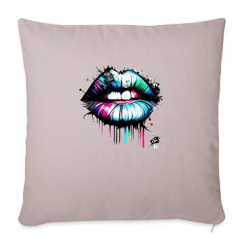 lips graffiti style - Sofakissenbezug 45 x 45 cm - helles Taupe - Vorne