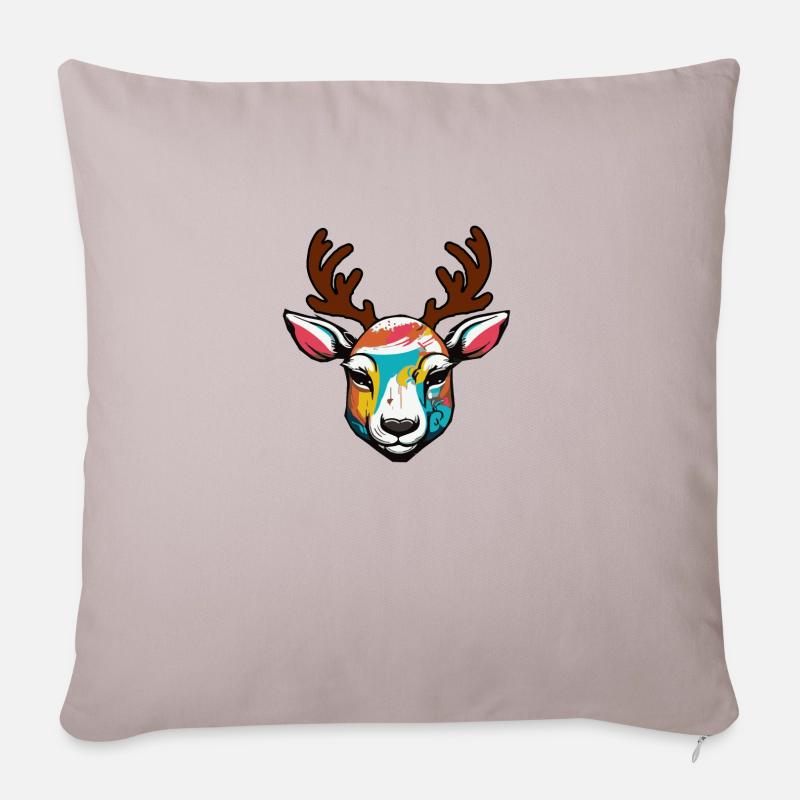 Süßes weihnachtliches Rentier - Sofakissenbezug 45 x 45 cm - helles Taupe
