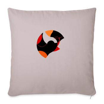 Vogel und Fisch runde abstrakt Illustration - Sofakissenbezug 45 x 45 cm - helles Taupe - Vorne