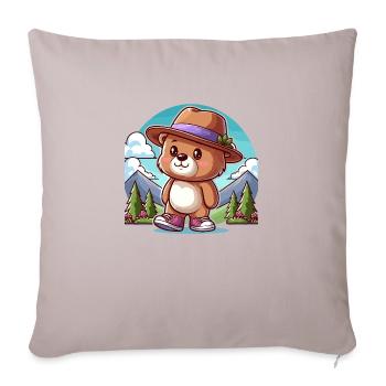 Cute bear with hat - Sofa pillowcase 17,3'' x 17,3'' (45 x 45 cm) - light taupe - Front