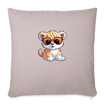 Little cute cheetah wearing sunglasses. - Sofa pillowcase 17,3'' x 17,3'' (45 x 45 cm) - light taupe - Front