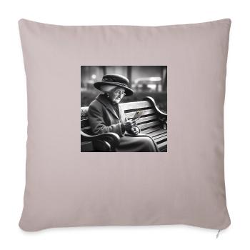 Granny with smartphone - Sofa pillowcase 17,3'' x 17,3'' (45 x 45 cm) - light taupe - Front